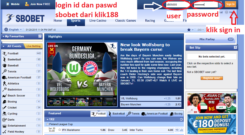cara login sbobet